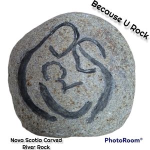 Because U Rock Unique Rock Art 'embrace' N.S. River Rock Carving by @sharcra